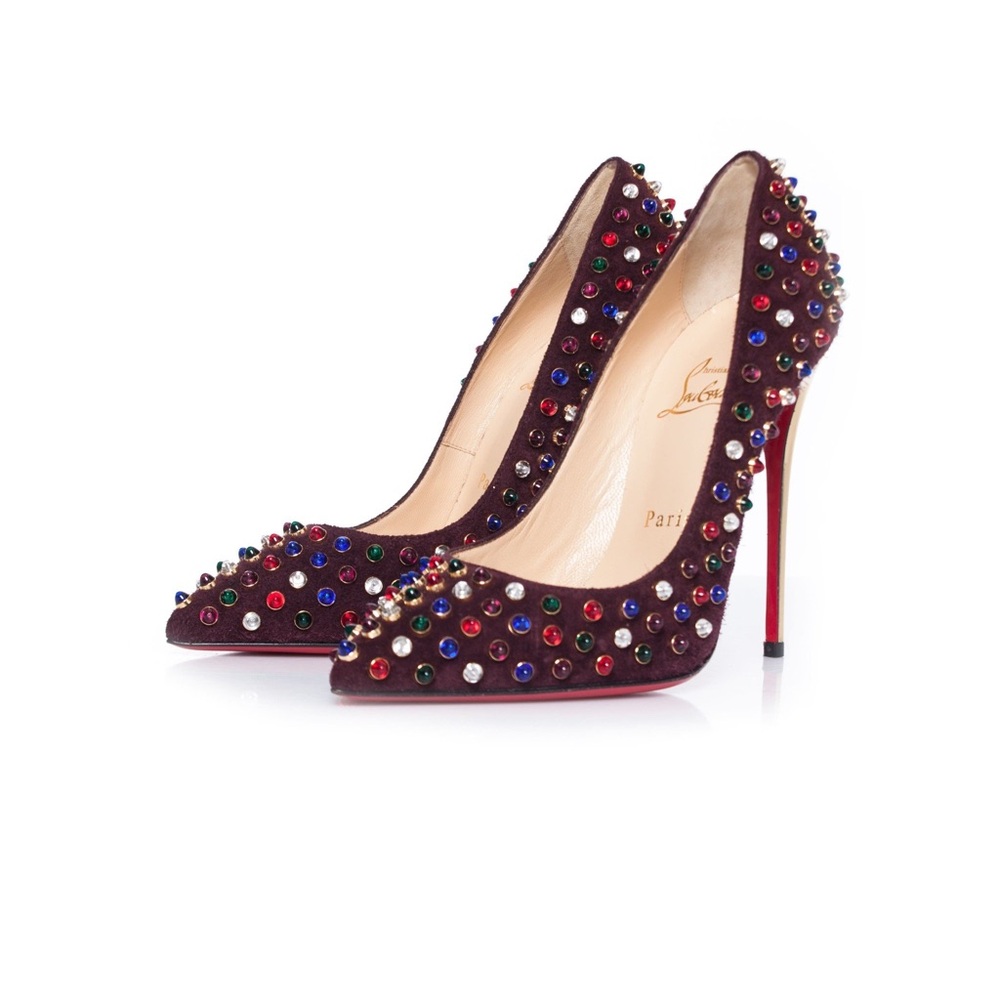 Christian Louboutin FOLLIES Studded Beaded Spiked Heels Pumps
